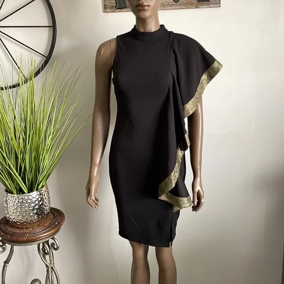 fashion nova fitted dresses Black Fashion Fitted Midi Dress M main image 1